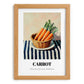 Carrot – on Striped Tablecloth, Vegetable Wall Decor, set in oak frame
