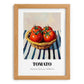 Tomato – on Striped Tablecloth, Vegetable Art, set in oak frame