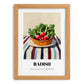 Radish – on Striped Tablecloth, Vegetable Wall Decor, set in oak frame