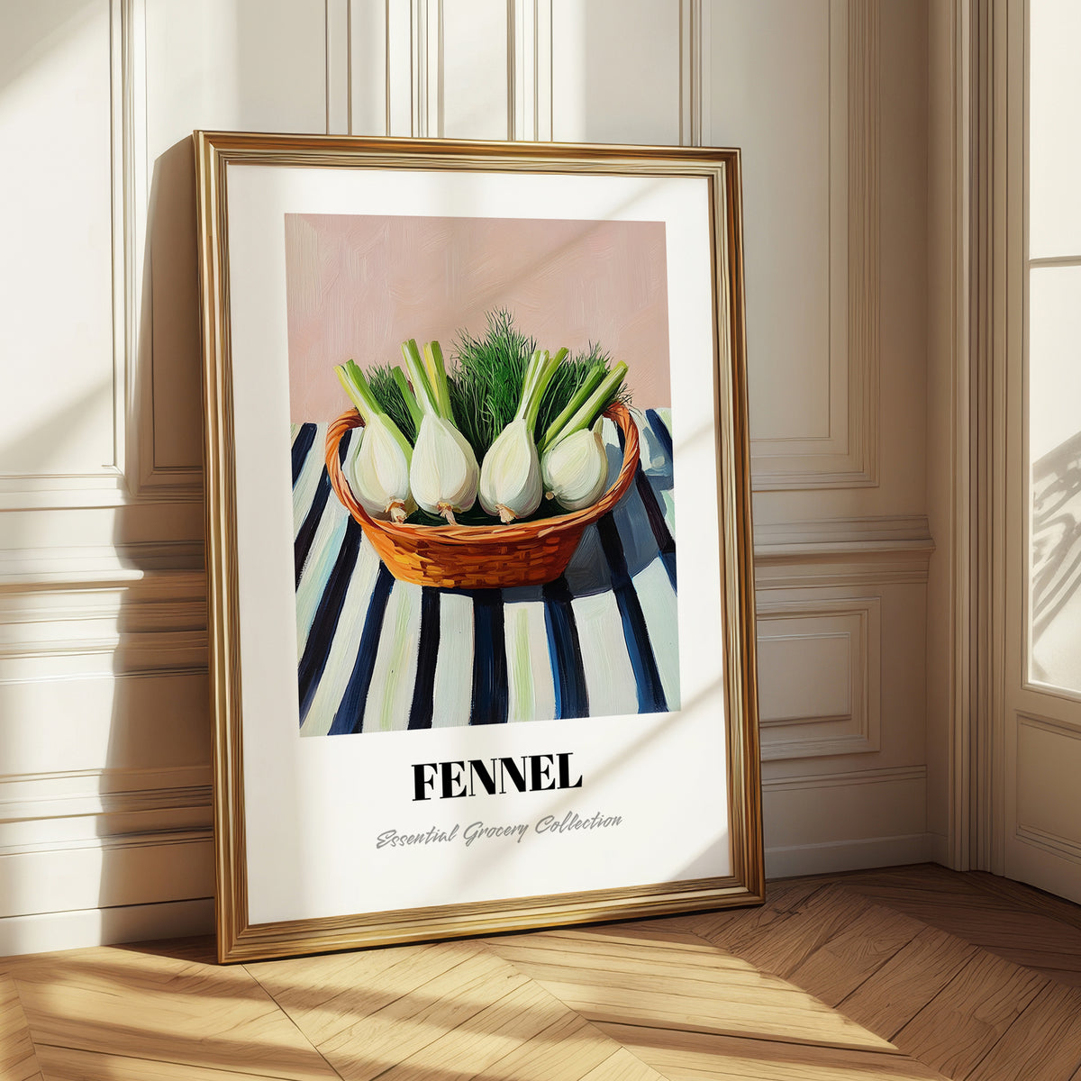 Fennel – on Striped Tablecloth, Vegetable Print