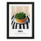 Dill – on Striped Tablecloth, Fresh Herbs Wall Decor, in sleek black frame