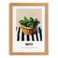 Mint – on Striped Tablecloth, Fresh Herbs Poster, set in oak frame