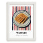 Waffles – on Striped Tablecloth, American Pastry Art, placed in minimal white frame