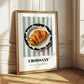 Croissant – on Striped Tablecloth, French French Pastry Art 