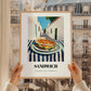 Sandwich – White village Urban Café Scene, British Food Painting, styled in a charming Paris street view