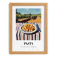 Pasta – Hilltop Café Scene, Italian Pasta Painting, set in oak frame
