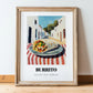 Burrito – White village Street Café Scene, Mexican Food Wall Art, in wooden frame leaning on the floor
