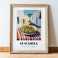Guacamole – White village Outdoor Café Scene, Mexican Food Painting, in wooden frame leaning on the floor