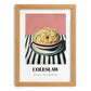 Coleslaw – on Striped Tablecloth, American Food Poster, set in oak frame