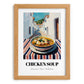Chicken Soup – White village Urban Café Scene, American Food Painting, set in oak frame