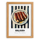 BBQ Ribs – on Striped Tablecloth, American Bbq Still Life, set in oak frame