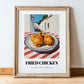 Fried Chicken – White village Urban Café Scene, American Food Poster, in wooden frame leaning on the floor