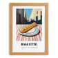 Baguette – White village Outdoor Café Scene, French Food Illustration, set in oak frame