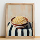 Sauerkraut – on Striped Tablecloth, German Food Still Life, no-text version framed in wood