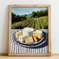 Cheese Platter – Hillside Café View, French Cheese Wall Decor, no-text version framed in wood