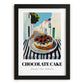 Chocolate Cake – White village Street Café Scene, American Dessert Print, in sleek black frame
