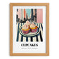 Cupcakes – New York Outdoor Café Scene, American Dessert Still Life, set in oak frame