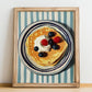 Crepes – on Striped Tablecloth, French French Pastry Still Life, no-text version framed in wood