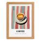 Coffee – on Striped Tablecloth, Italian Drink Still Life, set in oak frame
