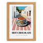 Hot Chocolate – White village Café on the Corner, Swiss Drink Still Life, set in oak frame