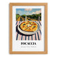 Focaccia – Hilltop Table Scene, Italian Food Illustration, set in oak frame