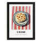 Lavash – on Striped Tablecloth, Armenian Food Poster, in sleek black frame
