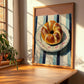 Challah – on Striped Tablecloth, Jewish Food Poster, clean layout with no caption