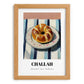 Challah – on Striped Tablecloth, Jewish Food Poster, set in oak frame