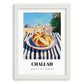 Challah – Jerusalem Skyline Scene, Jewish Food Illustration, placed in minimal white frame