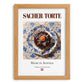 Sacher-Torte – Austrian Dessert Dish, Brasserie Illustration, set in oak frame