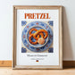 Pretzel – German Bread Dish, Café Wall Decor, in wooden frame leaning on the floor