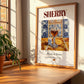 Sherry – Spanish Dessert Wine, Vinoteca Illustration, no-text version framed in wood
