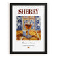 Sherry – Spanish Dessert Wine, Vinoteca Illustration, in sleek black frame
