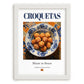 Croquetas – Spanish Snack Dish, Brasserie Wall Art, placed in minimal white frame