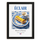 Éclair – French Dessert Dish, Café Wall Decor, in sleek black frame