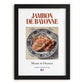 Jambon de Bayonne – French Meat Dish, Tavern Print, in sleek black frame