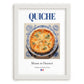 Quiche – French Dish, Bistro Wall Art, placed in minimal white frame