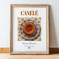 Canelé – French Dessert Dish, Food Bar Print, in wooden frame leaning on the floor