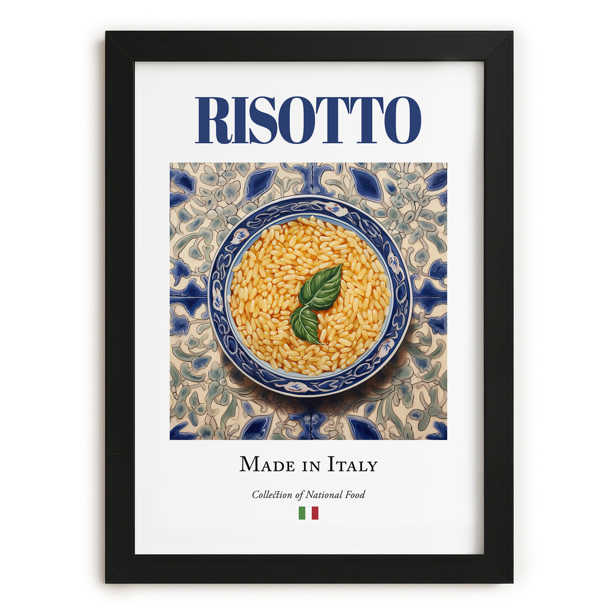 Risotto – Italian Rice Dish, Bistro Wall Art, in sleek black frame