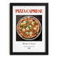 Pizza Caprese – Italian Pizza, Restaurant Illustration, in sleek black frame