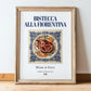 Bistecca alla Fiorentina – Italian Meat Dish, Fine Dining Restaurant Poster, in wooden frame leaning on the floor