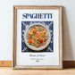 Spaghetti – Italian Pasta, Trattoria Wall Art, in wooden frame leaning on the floor