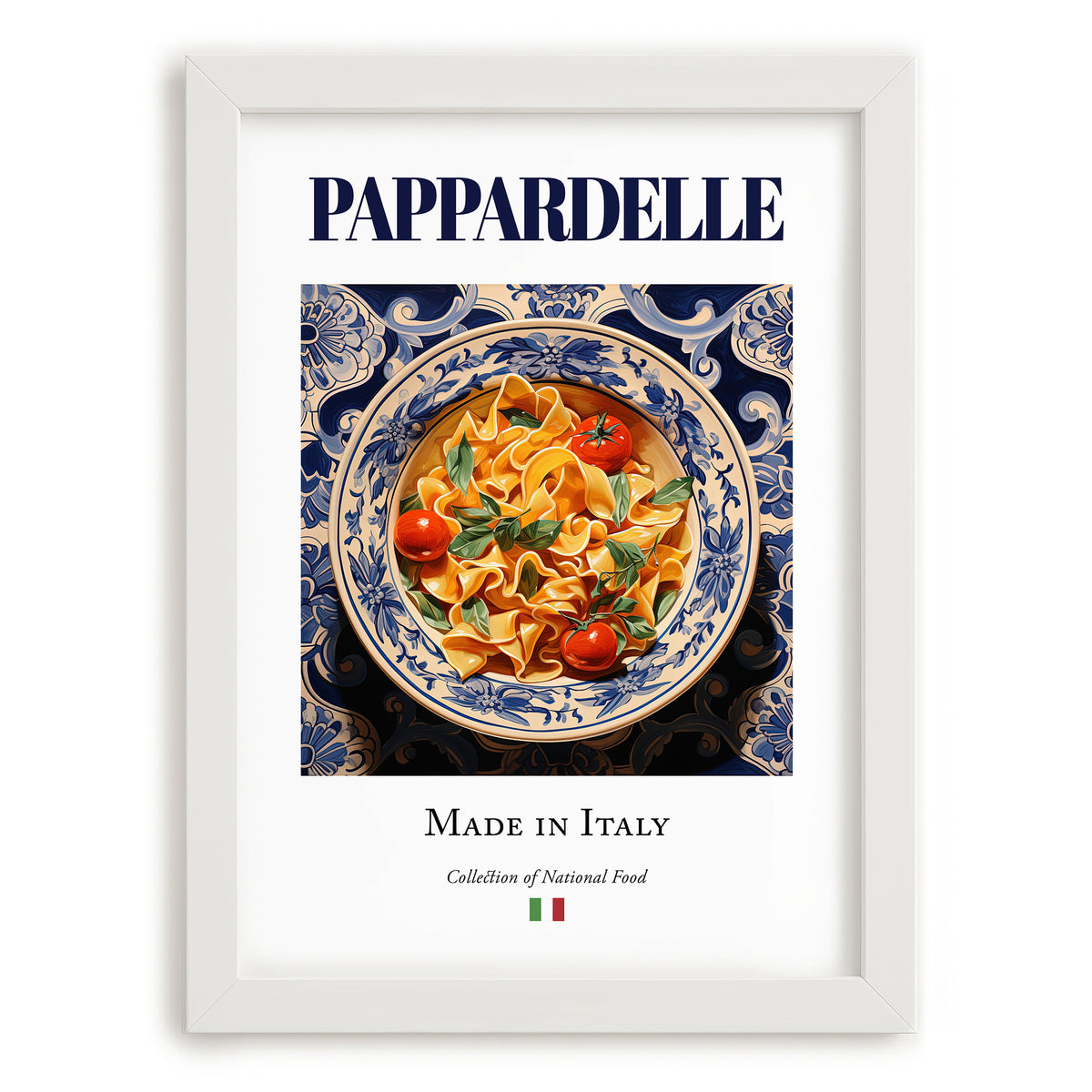 Pappardelle – Italian Pasta, Osteria Poster, placed in minimal white frame