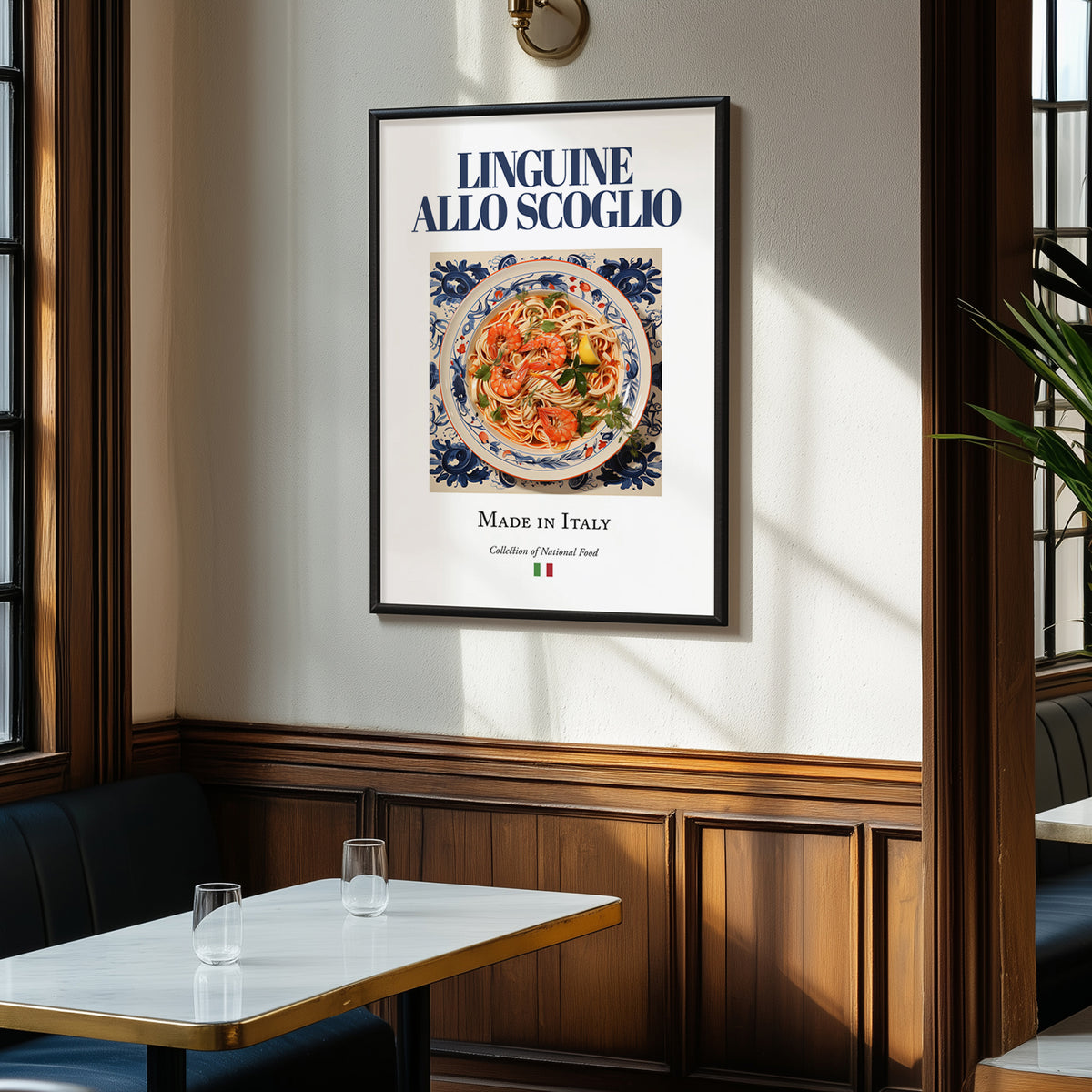 Linguine allo scoglio – Italian Pasta, Ristorante Illustration, clean layout with no caption