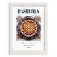 Pastiera – Italian Dessert Dish, Restaurant Illustration, placed in minimal white frame