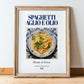 Spaghetti aglio e olio – Italian Pasta, Trattoria Art, in wooden frame leaning on the floor