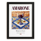 Amarone – Italian Red Wine, Wine Bar Illustration, in sleek black frame