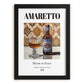 Amaretto – Italian Liqueur Drink, Cocktail Lounge Wall Decor, in sleek black frame
