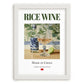 Rice Wine – Chinese Wine, Wine Bar Painting, placed in minimal white frame