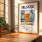 Pilsner – German Beer, Taproom Wall Art, no-text version framed in wood